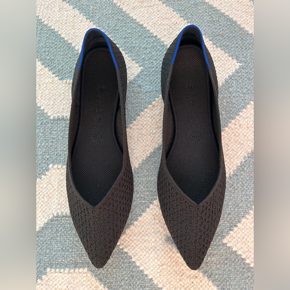 Rothy’s pointed toe flats, 10.5, black